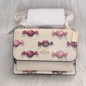 NWT Coach CDB09 Mini Klare Crossbody Bag with Candy Print Leather Chalk/Jasmine